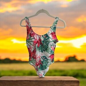 Tropical Print one piece bathing suit Size L